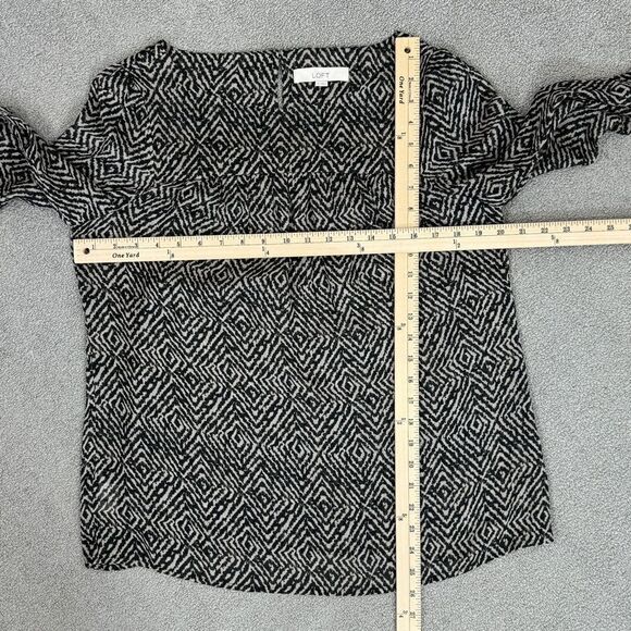 Ann Taylor Loft Printed Pullover Blouse Cream Black Medium Long Sleeve - Picture 11 of 12